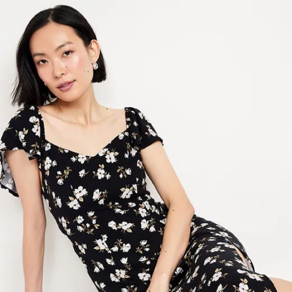 Old Navy Flutter-Sleeve Crepe Midi Dress